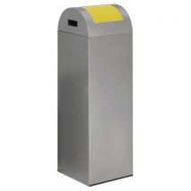 Var - Cubo de basura de recogida selectiva ignífugo - 89 l - con trampilla - plateado trampilla amarilla