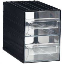 Mobil Plastic - Bloque de 2 cajones móvil 102 negro/cajón tra ir transparen
