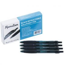 Manutan - Bolígrafo pulsador retraíble negro - manutan