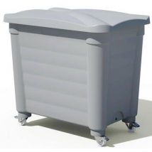 EMP - Caja de almacenamiento con tapa y ruedas - 585 l - gris