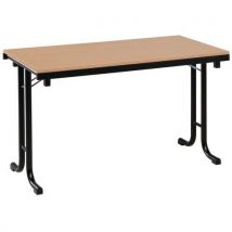 Mesa plegable rectangular - haya/negro 140x70 cm - Manutan