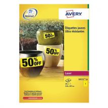 Avery - Etiquetas ultrarresistentes de poliéster láser amarillas 210x297 mm