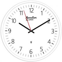 Manutan Expert - Reloj de pared analógico de cuarzo 40 cm diám. - blanco