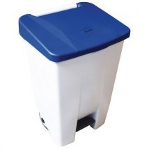 Manutan - Cubo de basura móvil con pedal 80 l blanco/azul - manutan