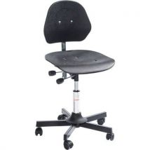 Global Professional Seating - Silla de taller maciza solid-ruedas-baja-acero-negro