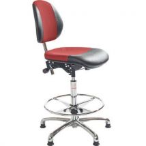 Global Professional Seating - Silla de taller duo -polipiel/tejido-alta-patines-rojo