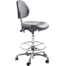 Silla de Taller DUO Alta - Polipiel/Tejido - Aluminio Gris - Ajustable 61-87cm - 110kg - Global Professional Seating