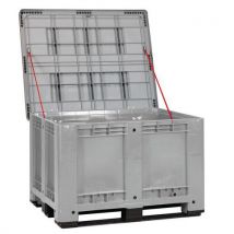 Manutan Expert - Caja palé con tapa paredes macizas gris 610 l