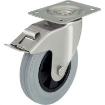 Blickle - Ruedecilla giratoria+freno ø 125mm inox cu age caoutchouc