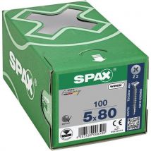 Spax - 100 tornillos de cabeza avellanada pozidriv r. Completa wirox ø 5x80