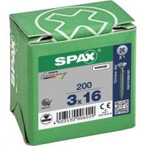 Spax - 200 tornillos de cabeza avellanada pozidriv r. Completa wirox ø 3x16