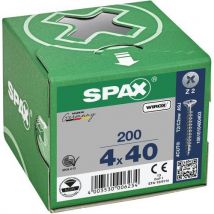 Spax - 200 tornillos de cabeza avellanada pozidriv r. Completa wirox ø 4x40