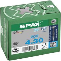 Spax - 200 tornillos universales huella tx acero a2 r. Parcial 4x30