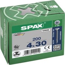 Spax - 200 tornillos de cabeza avellanada t-star plus r. Completa ø 4x30