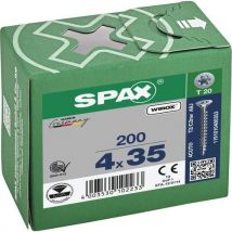 Spax - 200 tornillos de cabeza avellanada t-star plus r. Completa ø 4x35