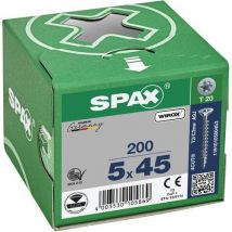Spax - 200 tornillos de cabeza avellanada t-star plus r. Completa ø 5x45