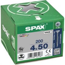 Spax - 200 tornillos de cabeza avellanada t-star plus rosca parcial ø 4x60