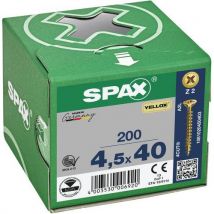 Spax - 200 tornillos de cabeza avellanada pozidriv r. Completa yellox ø 45x40