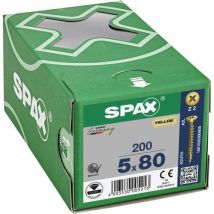 Spax - 200 tornillos de cabeza avellanada pozidriv r. Completa yellox ø 5x80