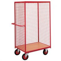 Fimm - Carro con rejillas en 3 lados y techo rojo - plataforma de 1000x700 mm - 500 kg