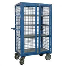 Fimm - Carro alto con rejillas y puertas - 5 estantes de 1200x800 mm - capacidad 500 kg - azul