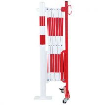 Crash Stop - Barrera extensible rojo-blanco poste 36 m ruedas ø60 mm