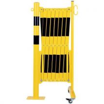 Crash Stop - Barrera extensib amarillo-negro poste 4 m ruedas ø60 mm