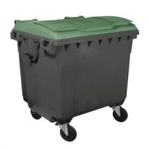 Mobil Plastic - Contenedor de residuos de 4 ruedas - 1100 l - mobil plastic - cuerpo gris y tapa verde