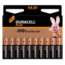 Duracell - Pila alcalina aa plus 100 % - 20 unidades - duracell