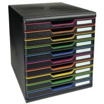 Exacompta - Módulo clasific. Modulo a4 10 cajones negro/colores mate