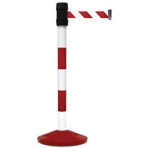 Manutan - Poste de correa de 4 m rojo/blanco y base