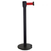 Manutan Expert - Poste negro con correa roja 5 m base con ruedas negra