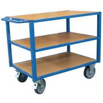 Fimm - Carro auxiliar 3 bandejas de madera 500 kg azul - bandejas 1200 mm x 800 mm
