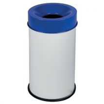 Medial - Papelera blanca ignífuga con tapa azul 50 l
