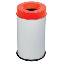 Medial - Papelera blanca ignífuga con tapa roja 50 l