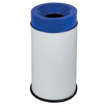 Medial - Papelera blanca ignífuga con tapa azul 90 l
