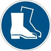 Señalización de Seguridad Adhesiva Calzado Obligatorio PVC Redondo 435mm Azul - Durable