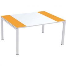 Meet By Paperflow - Mesa de reunión easydesk 150x114 cm tablero blanco/naranja