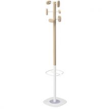 Manade - Perchero espiga sherwood 6 colgadores madera y blanco paragüero