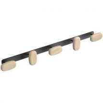 Manade - Colgador mural sherwood 5 colg. Madera y negro