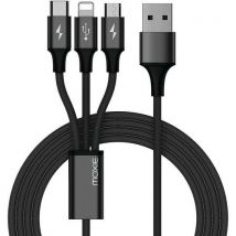 Moxie - Cable multi usb cable lightning micro-usb usb tipo-c