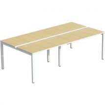 Meet By Paperflow - Mesa recta bench 126x320 cm pata blanca tabl. Haya 4 pers.