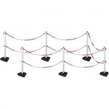 Manutan - Conjunto de 6 postes blancos + 6 bases + 14 cadenas de 2 m