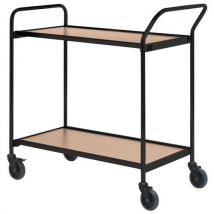Helge Nyberg - Mesa con ruedas negra - 2 bandejas de 800 x 420 mm roble - 150 kg