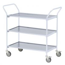 Helge Nyberg - Mesa con ruedas y dos asas - 2 bandejas de 1000 x 420 mm gris - 150 kg