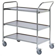 Helge Nyberg - Mesa con ruedas cromada - 3 bandejas de 800 x 420 mm gris - 150 kg