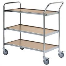 Helge Nyberg - Mesa con ruedas cromada - 3 bandejas de 800 x 420 mm roble - 150 kg
