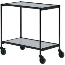 Helge Nyberg - Mesa con ruedas negra/gris - 2 bandejas de 800 x 420 mm - 150 kg