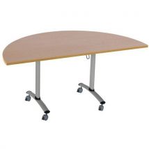 Manutan Expert - Mesa plegable eje laminada media luna 160x80 cm haya/alu