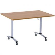 Manutan Expert - Mesa plegable con ruedas eje 160x68 cm haya/alu